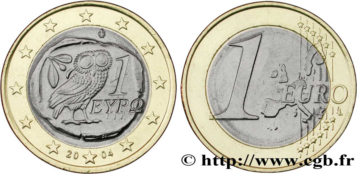 GREECE 1 Euro À LA CHOUETTE 2004 MS63