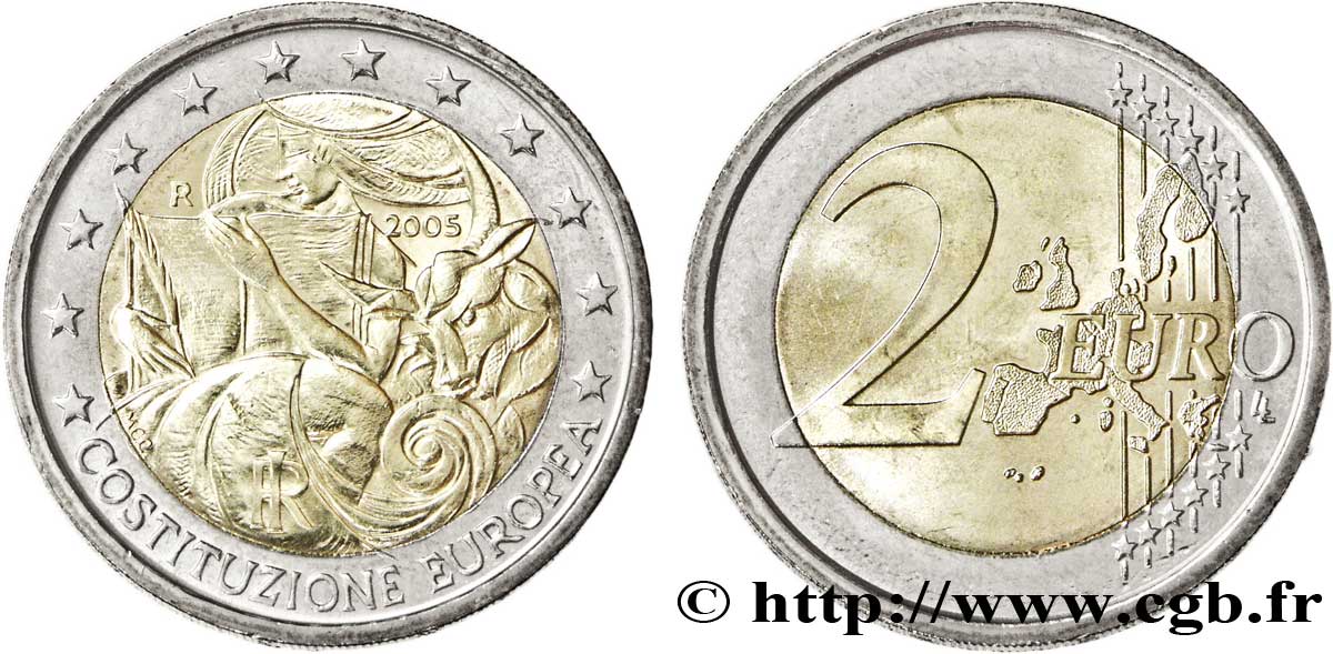 ITALIEN 2 Euro PREMIER ANNIVERSAIRE DE LA SIGNATURE DE LA CONSTITUTION EUROPÉENNE  2005