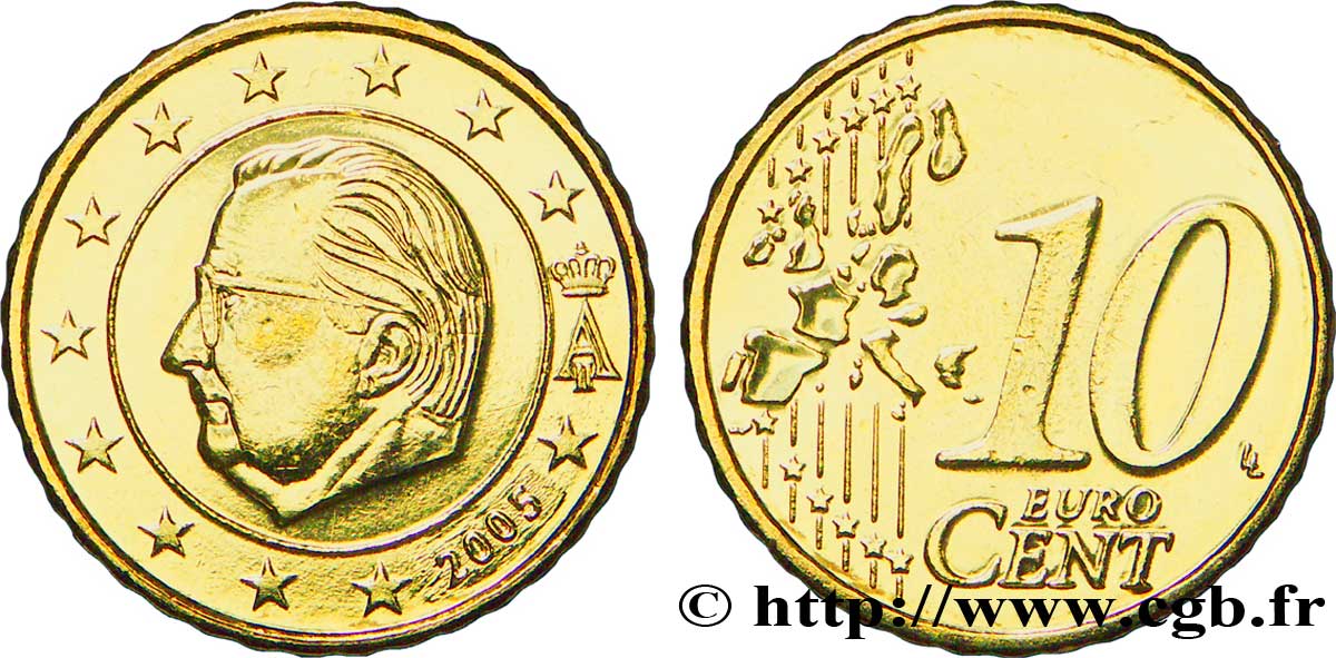 BELGIUM 10 Cent ALBERT II 2005 MS63