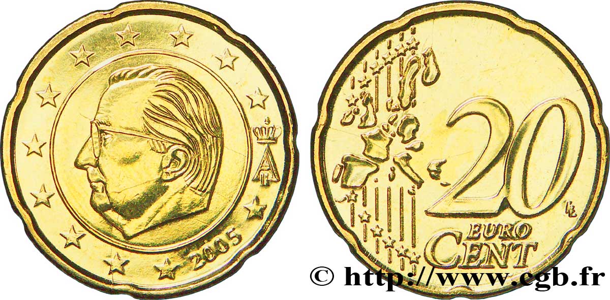 BELGIUM 20 Cent ALBERT II 2005 MS63