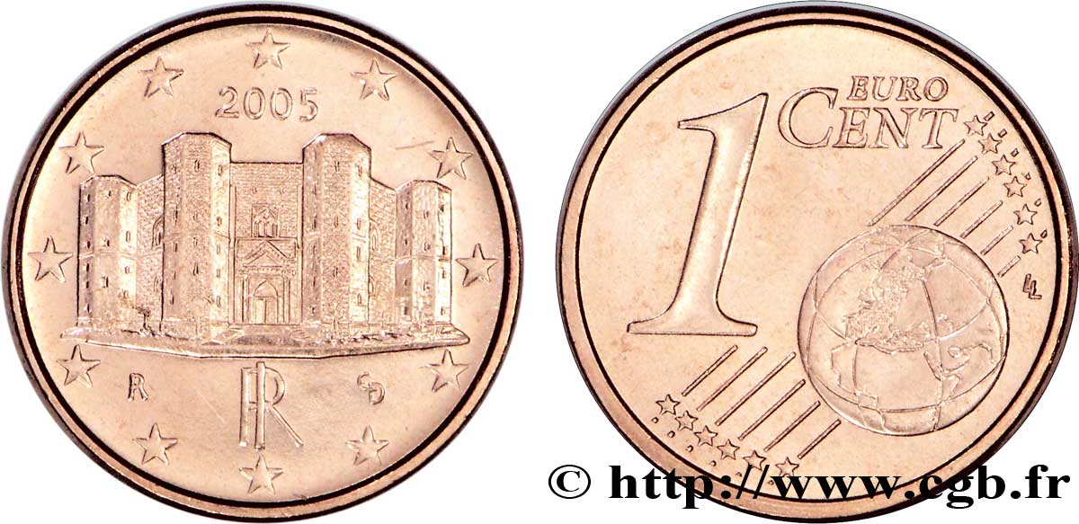 ITALY 1 Cent CASTEL DEL MONTE 2005 MS63