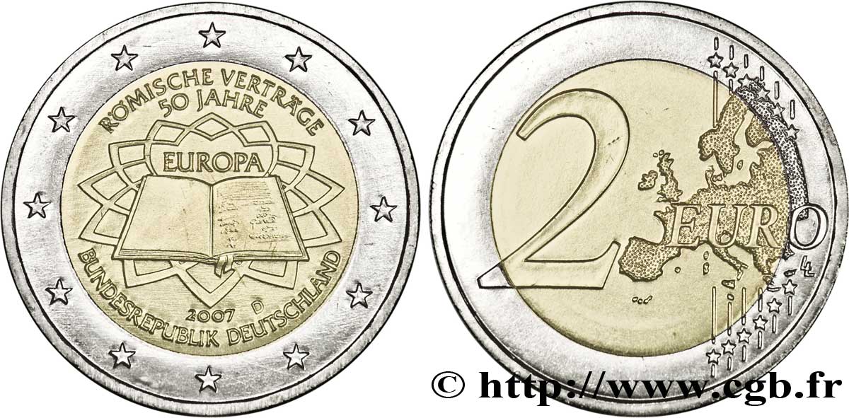 GERMANIA 2 Euro CINQUANTENAIRE DU TRAITÉ DE ROME tranche A - Munich D 2007 MS63