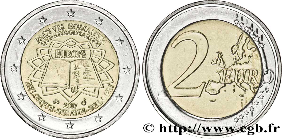 BELGIUM 2 Euro CINQUANTENAIRE DU TRAITÉ DE ROME  2007 MS