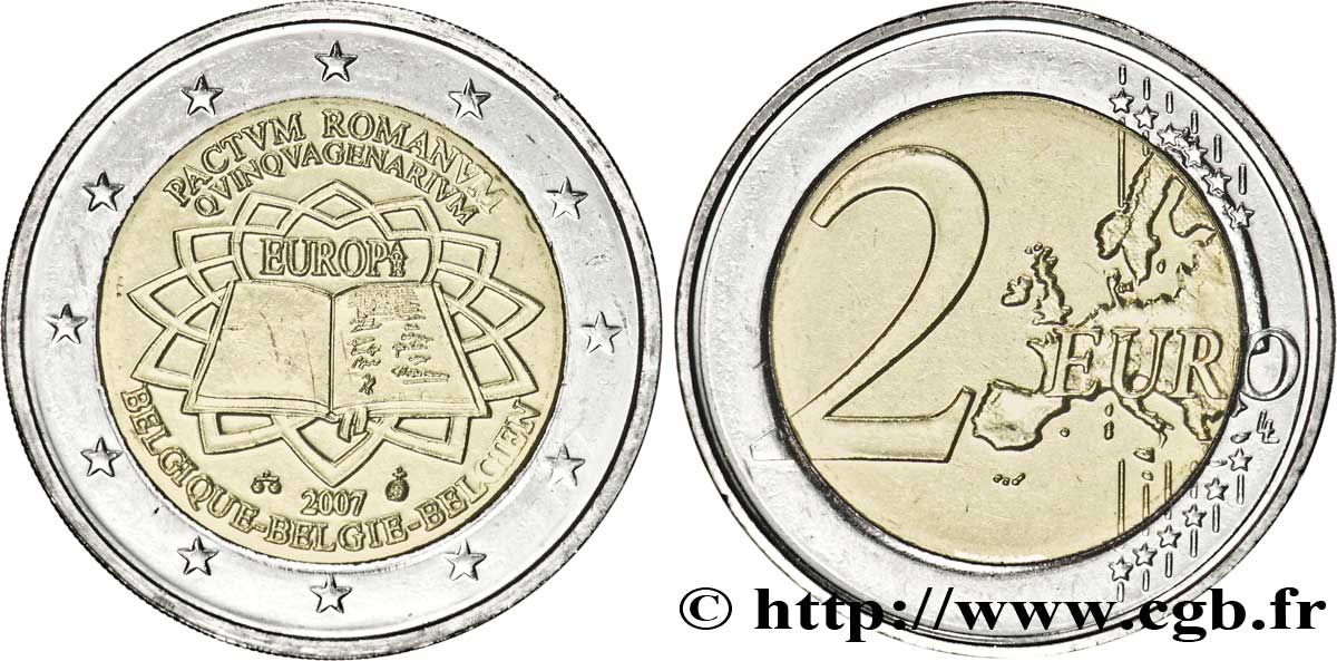 BELGIUM 2 Euro CINQUANTENAIRE DU TRAITÉ DE ROME tranche B 2007 MS63