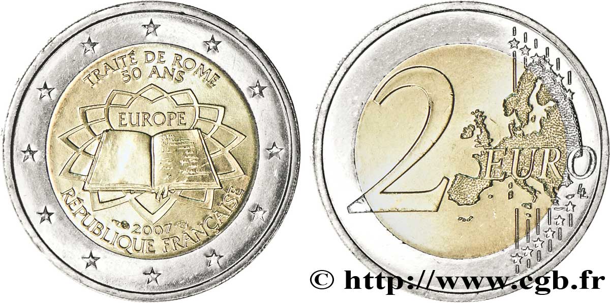 FRANCE 2 Euro CINQUANTENAIRE DU TRAITÉ DE ROME tranche B 2007 SPL