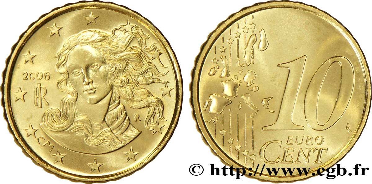 ITALY 10 Cent BOTTICELLI 2006 MS63