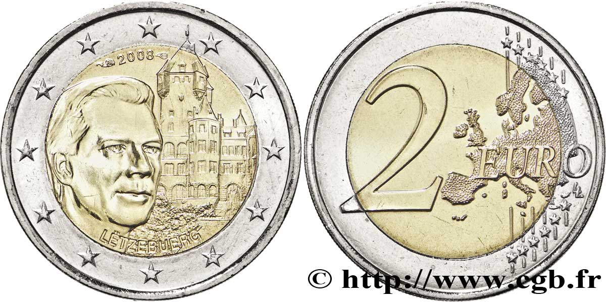 LUSSEMBURGO 2 Euro CHÂTEAU DE BERG tranche B 2008 MS63