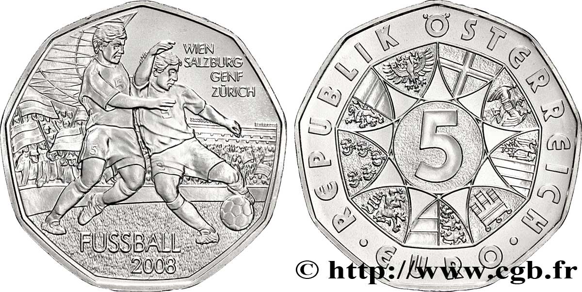 AUSTRIA 5 Euro FOOTBALL 2008 - LE DRIBBLE 2008 MS