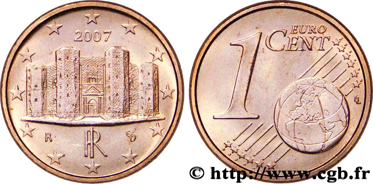 ITALY 1 Cent CASTEL DEL MONTE 2007 MS63