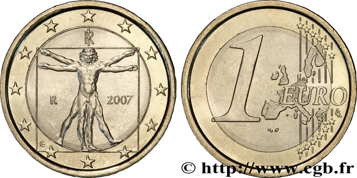 ITALY 1 Euro LÉONARD DE VINCI 2007 MS