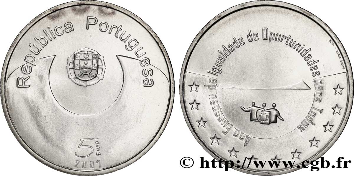 PORTUGAL 5 Euro ANNÉE EUROPÉENNE DE L’ÉGALITÉ DES CHANCES POUR TOUS 2007