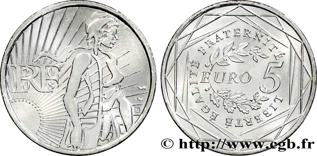 FRANCIA 5 Euro LA SEMEUSE 2008 MS
