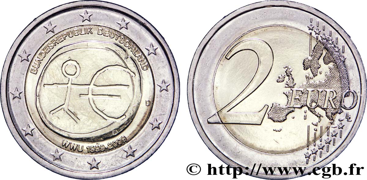 GERMANY 2 Euro 10ème ANNIVERSAIRE DE L’EURO tranche B - Munich D 2009 MS63
