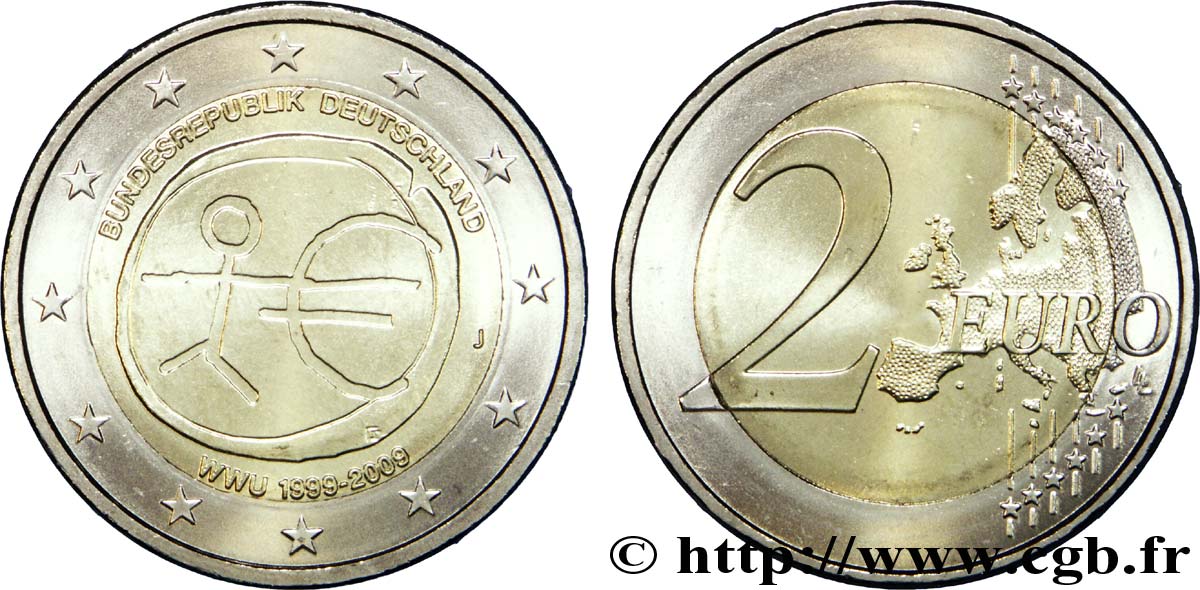 GERMANY 2 Euro 10ème ANNIVERSAIRE DE L’EURO - Hambourg J 2009 MS