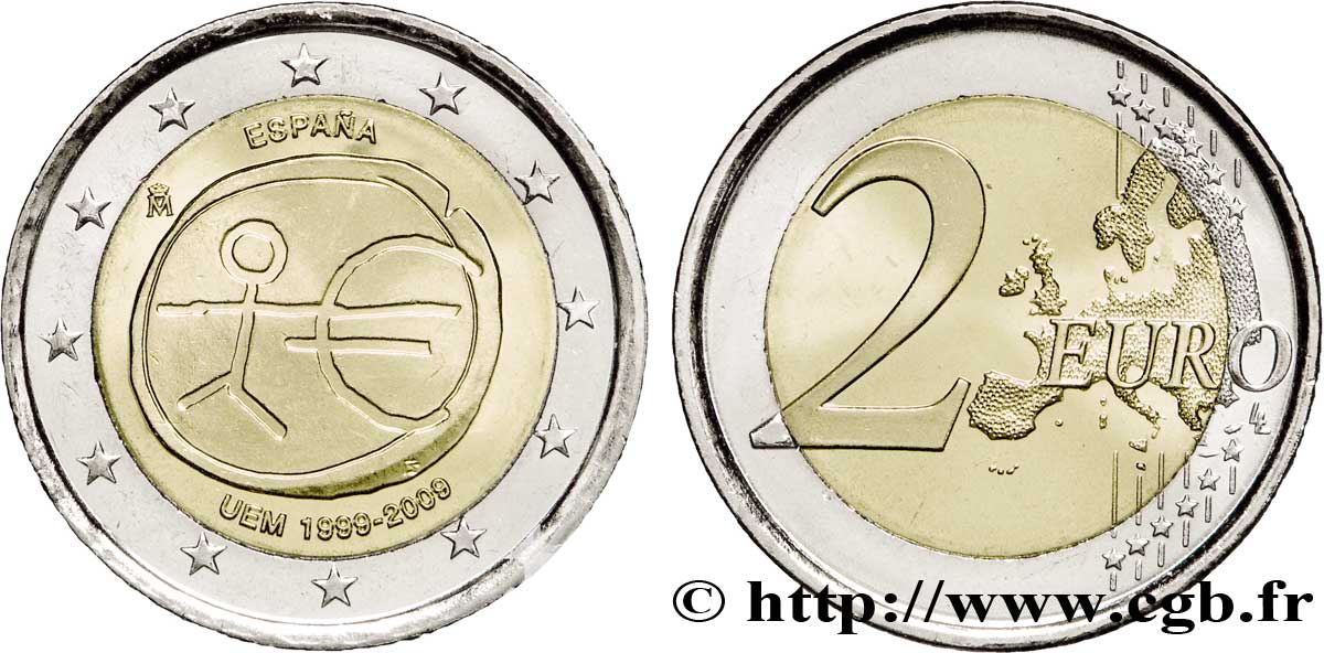 SPAGNA 2 Euro 10ème ANNIVERSAIRE DE L’EURO  2009
 MS