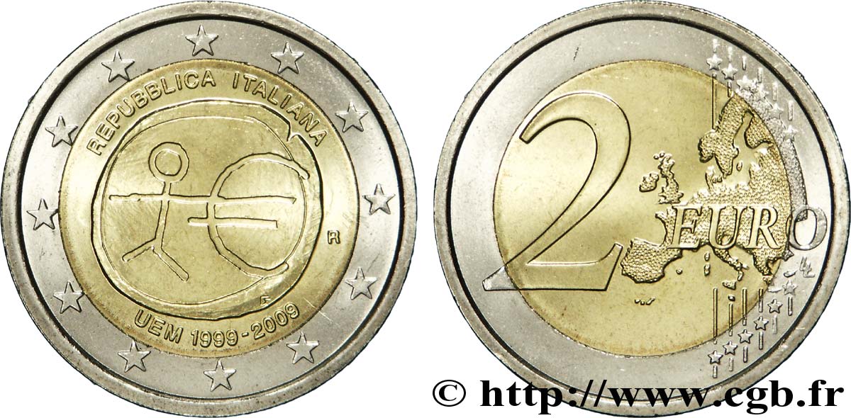 ITALY 2 Euro 10e ANNIVERSAIRE DE L’EURO 2009 MS