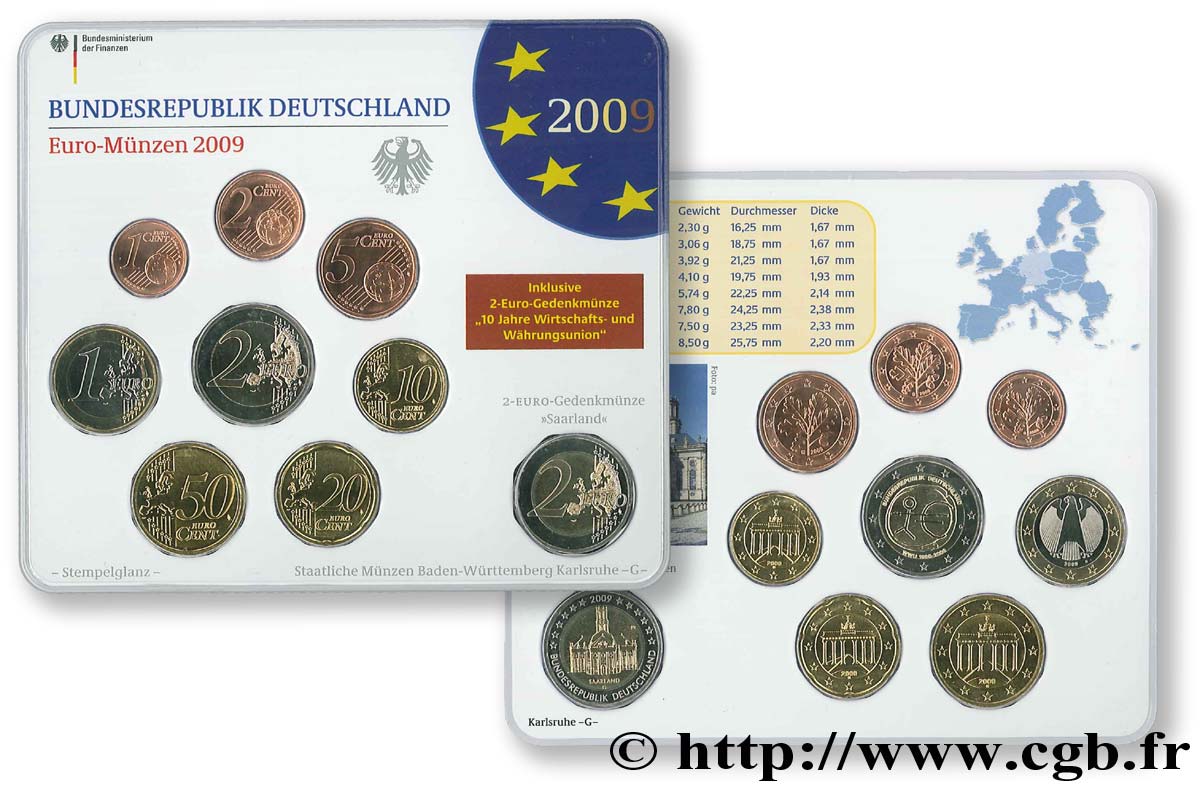GERMANY SÉRIE Euro FLEUR de COIN   2009 MS