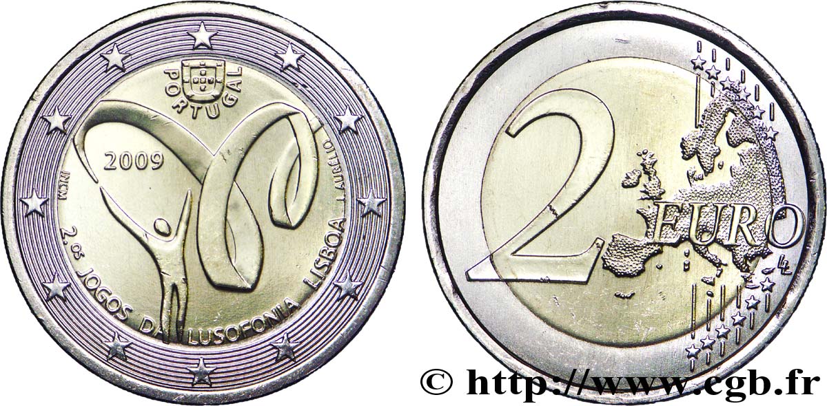 PORTUGAL 2 Euro JEUX DE LA LUSOPHONIE tranche B 2009 SPL63
