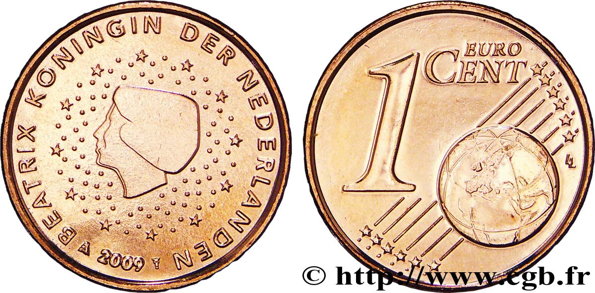 NETHERLANDS 1 Cent BEATRIX 2009 MS63