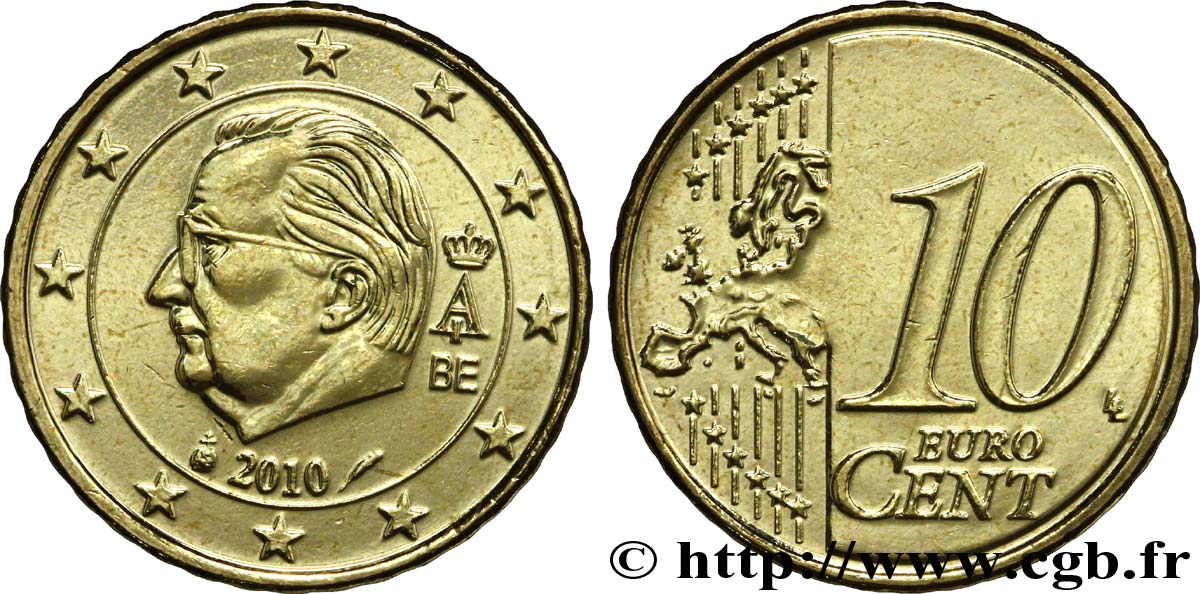 BELGIUM 10 Cent ALBERT II 2010 MS63