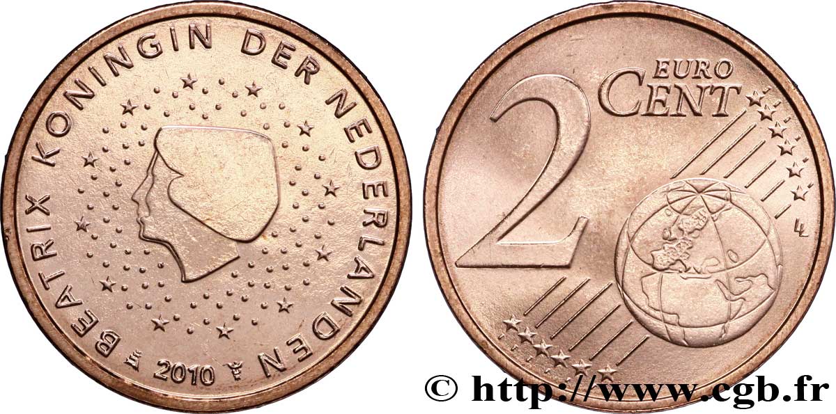 NETHERLANDS 2 Cent BEATRIX 2010 MS63