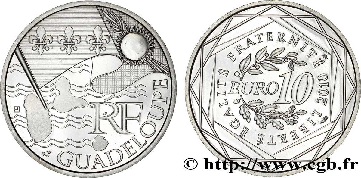 FRANCE 10 Euro des RÉGIONS - GUADELOUPE 2010 MS63