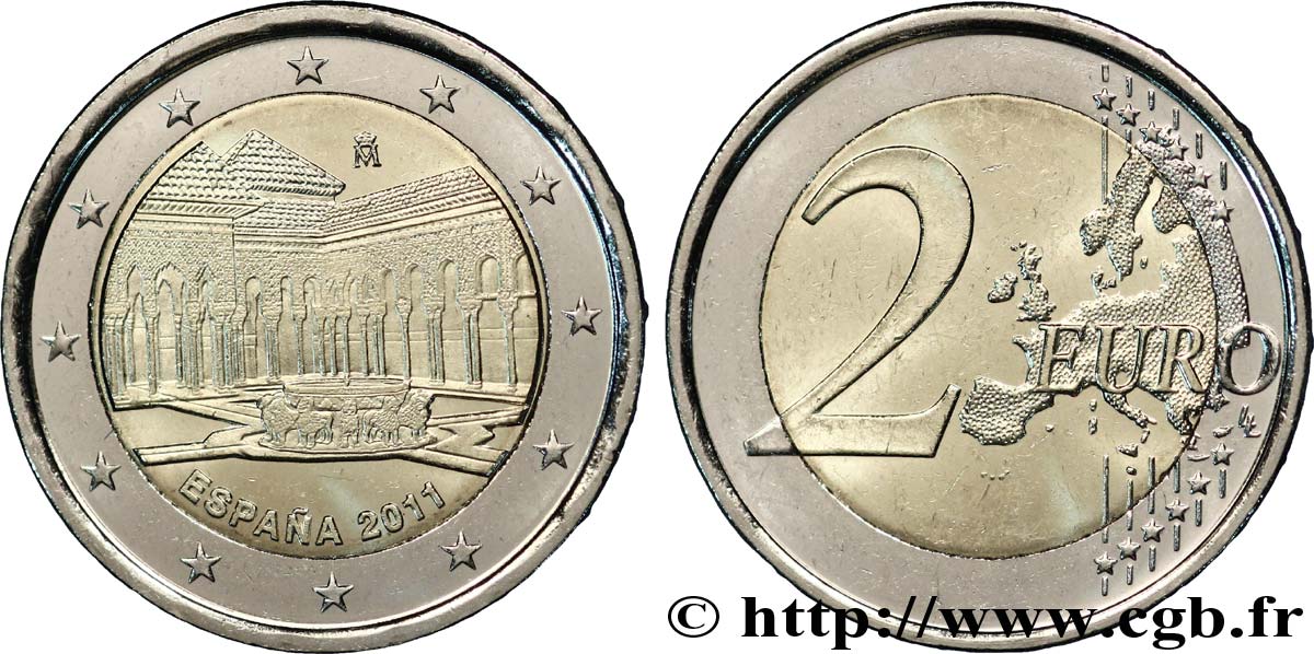 SPAIN 2 Euro ALHAMBRA DE GRENADE 2011 MS
