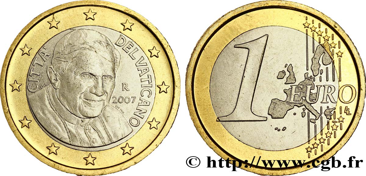 VATICAN 1 Euro BENOÎT XVI 2007 MS63