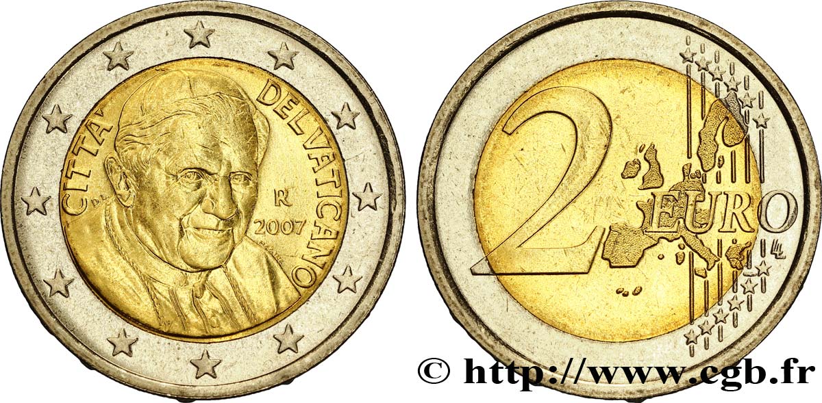 VATICAN 2 Euro BENOÎT XVI tranche B 2007 MS63
