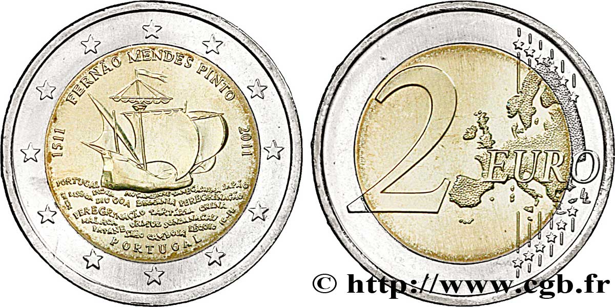 PORTUGAL 2 Euro FERNAO MENDES PINTO  2011 MS