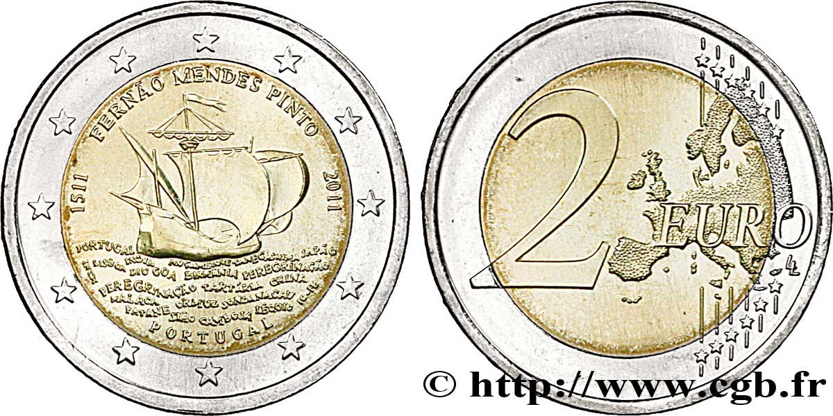 PORTUGAL 2 Euro FERNAO MENDES PINTO tranche A 2011 SPL