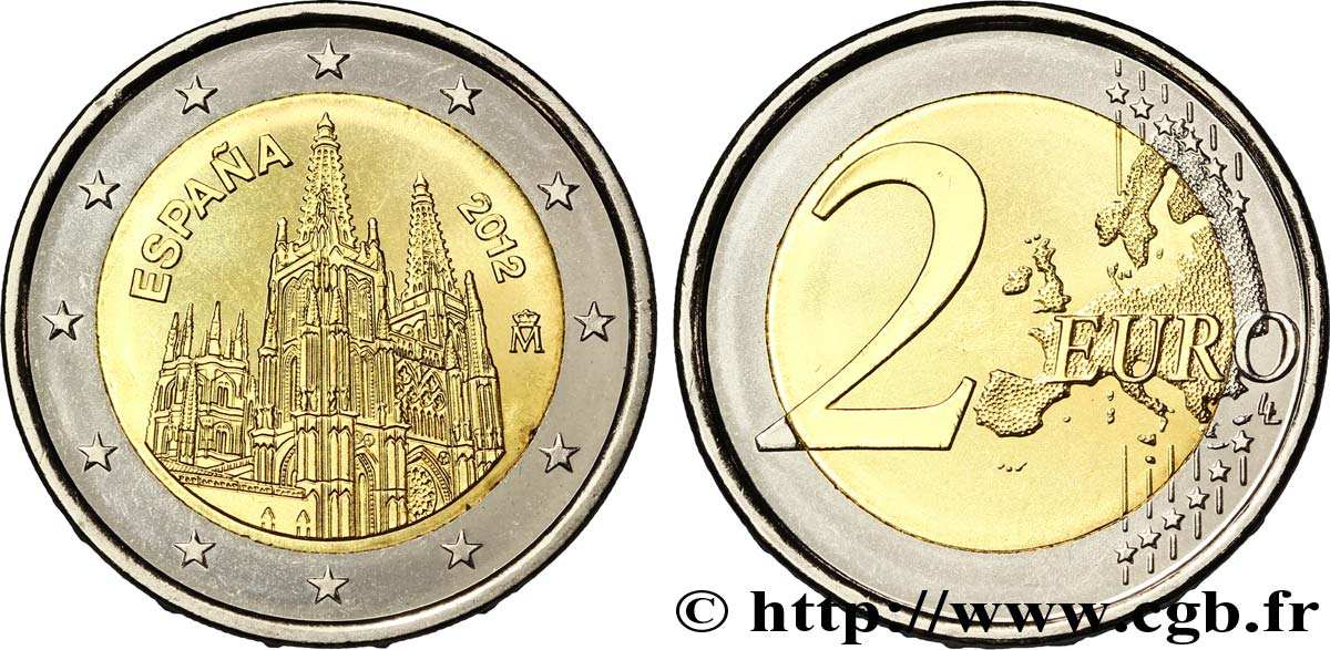 SPAIN 2 Euro CATHÉDRALE DE BURGOS tranche A 2012 MS63