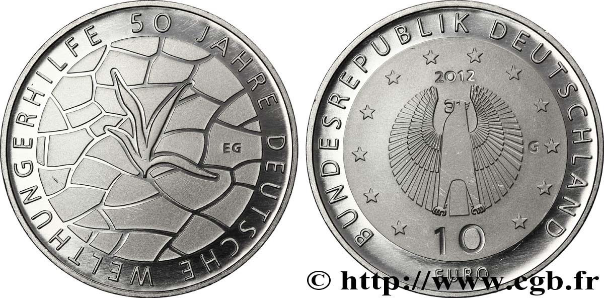 GERMANY 10 Euro CINQUANTENAIRE DE LA WELTHUNGERHILFE 2012 MS