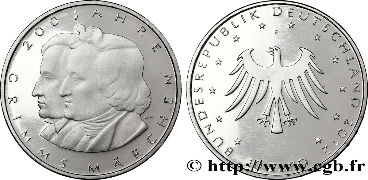 GERMANY 10 Euro 200 ANS DE CONTES DES FRERES GRIMM tranche A 2012 MS63
