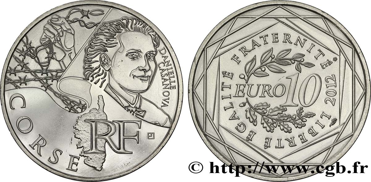 FRANCE 10 Euro des RÉGIONS - CORSE (Danielle Casanova) 2012 MS