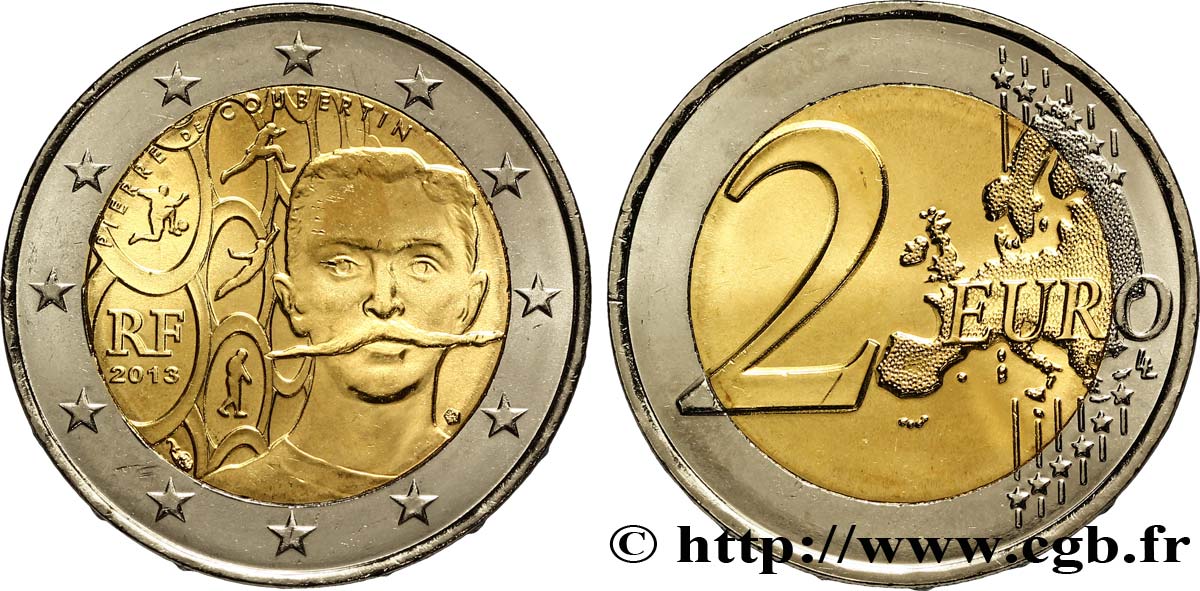 FRANCE 2 Euro PIERRE DE COUBERTIN 2013 MS