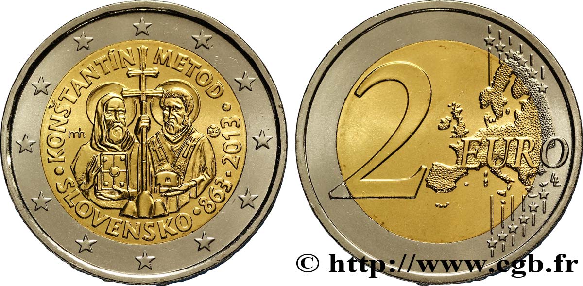 SLOVACCHIA 2 Euro MISSION BYZANTINE DE SAINT CYRILLE ET MÉTHODE 2013 MS