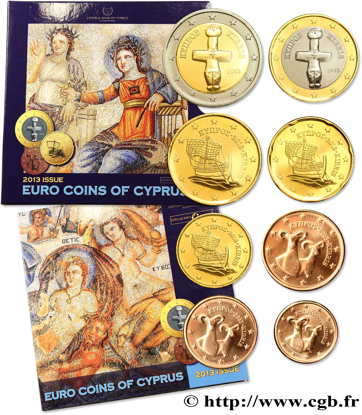 CYPRUS SÉRIE Euro BRILLANT UNIVERSEL - Mosaïques de Paphos, Maison de Aion 2013 Brilliant Uncirculated