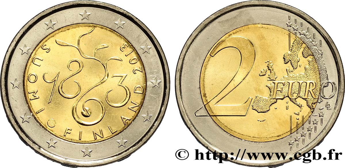 FINLANDIA 2 Euro DIÈTE DE 1863 2013 MS