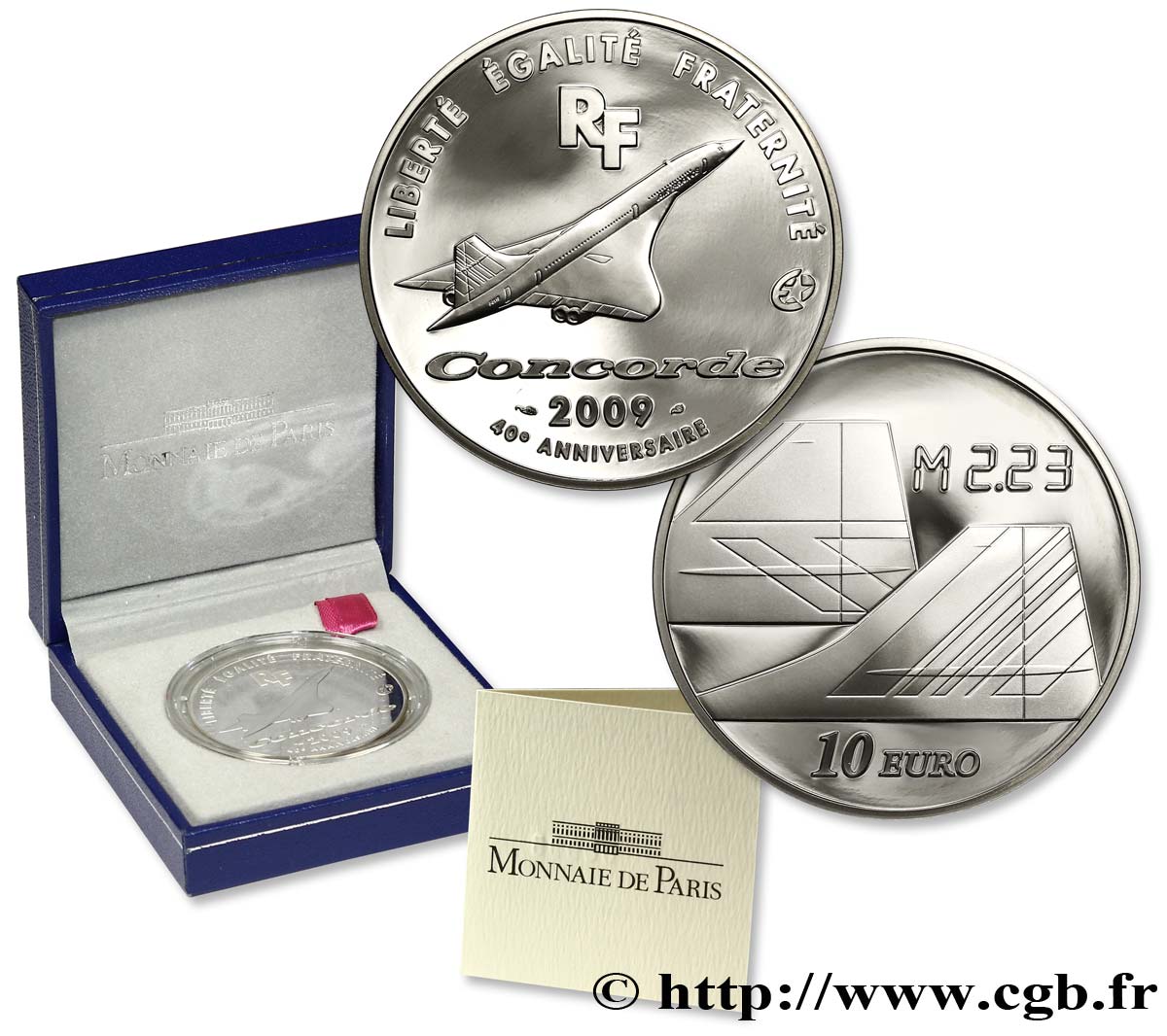 FRANCE Belle Épreuve 10 Euro 40ème ANNIVERSAIRE DU PREMIER VOL DU CONCORDE 2009 Proof set