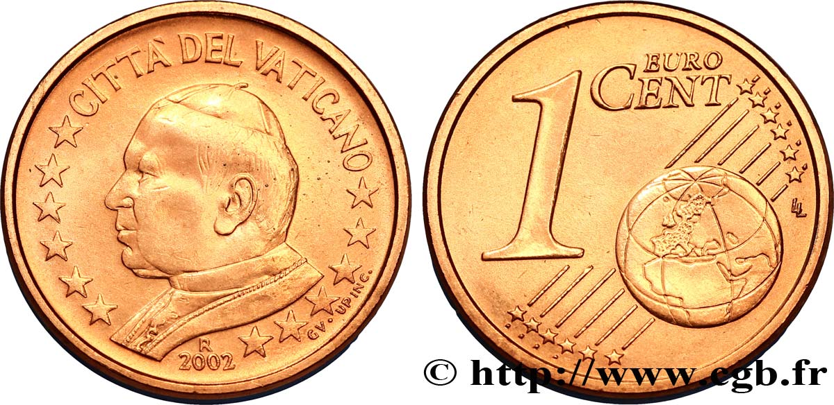 VATICAN 1 Cent JEAN - PAUL II 2002 MS63