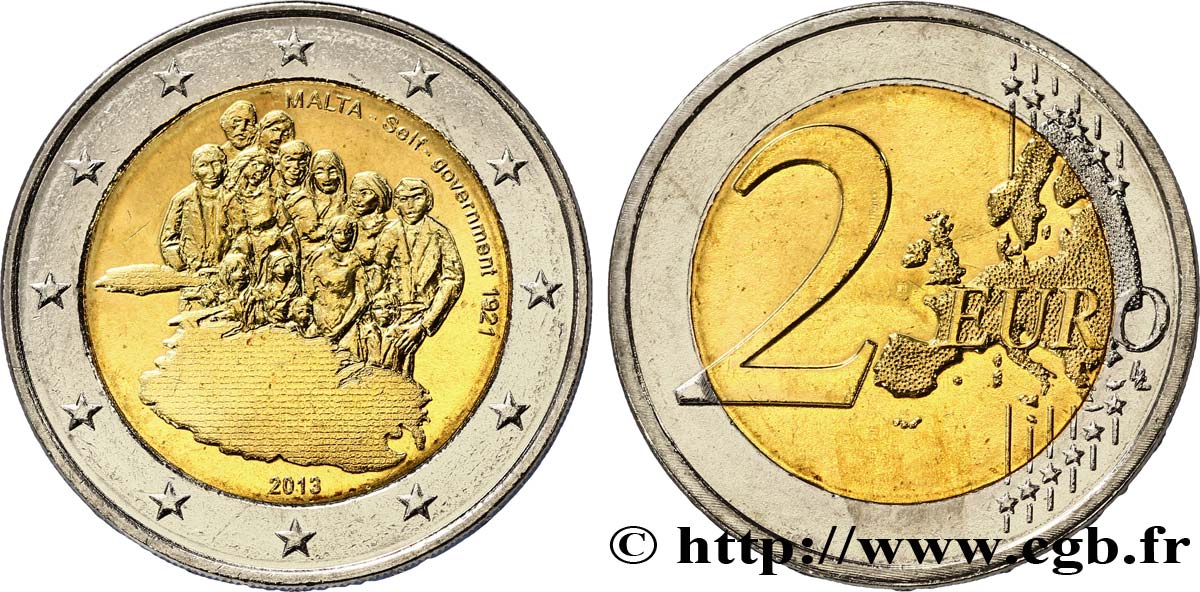 MALTA 2 Euro 1921, GOUVERNEMENT INDÉPENDANT 2013 MS