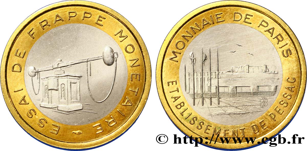 EUROPÄISCHE ZENTRALBANK 2 euro, essai de frappe monétaire dit de “Pessac”, type 0 n.d.