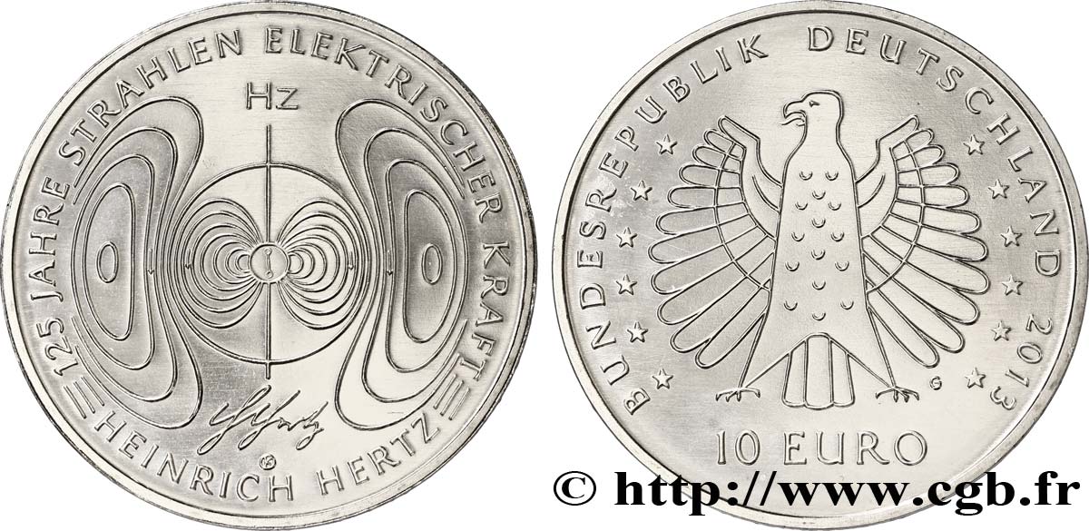 GERMANY 10 Euro HEINRICH HERTZ 2013 MS64