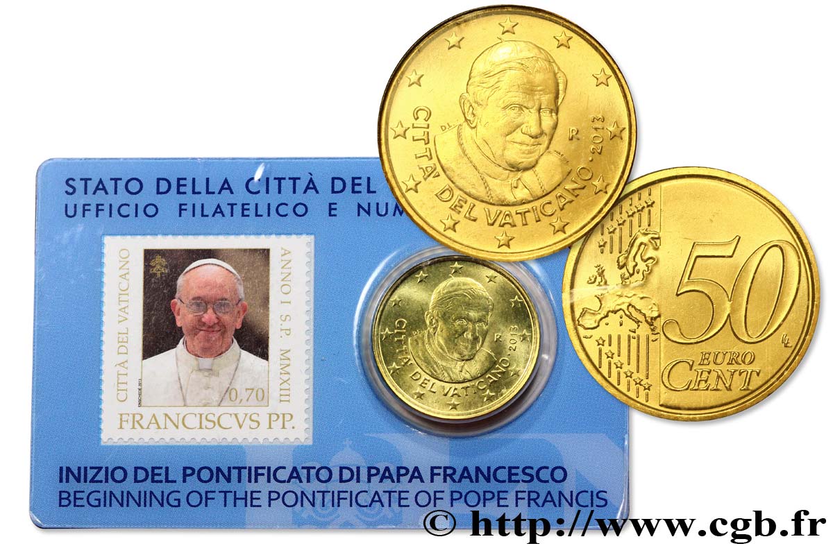 VATICAN Coin-Card 50 Cent BENOÎT XVI + Timbre
2013 BU