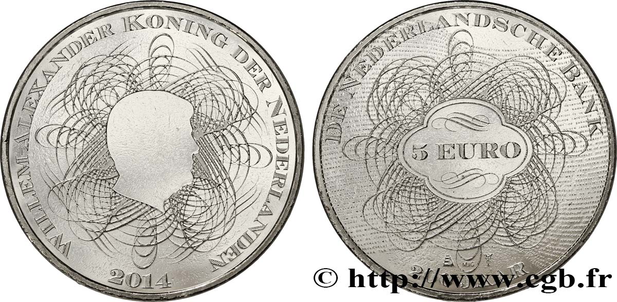 PAESI BASSI 5 Euro 200 ANS DE LA BANQUE NATIONALE NÉERLANDAISE 2014 MS