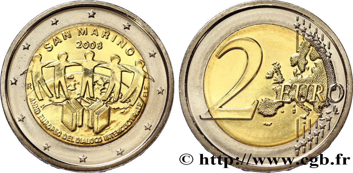 RÉPUBLIQUE DE SAINT- MARIN 2 Euro ANNÉE EUROPÉENNE DU DIALOGUE INTERCULTUREL 2008 BU