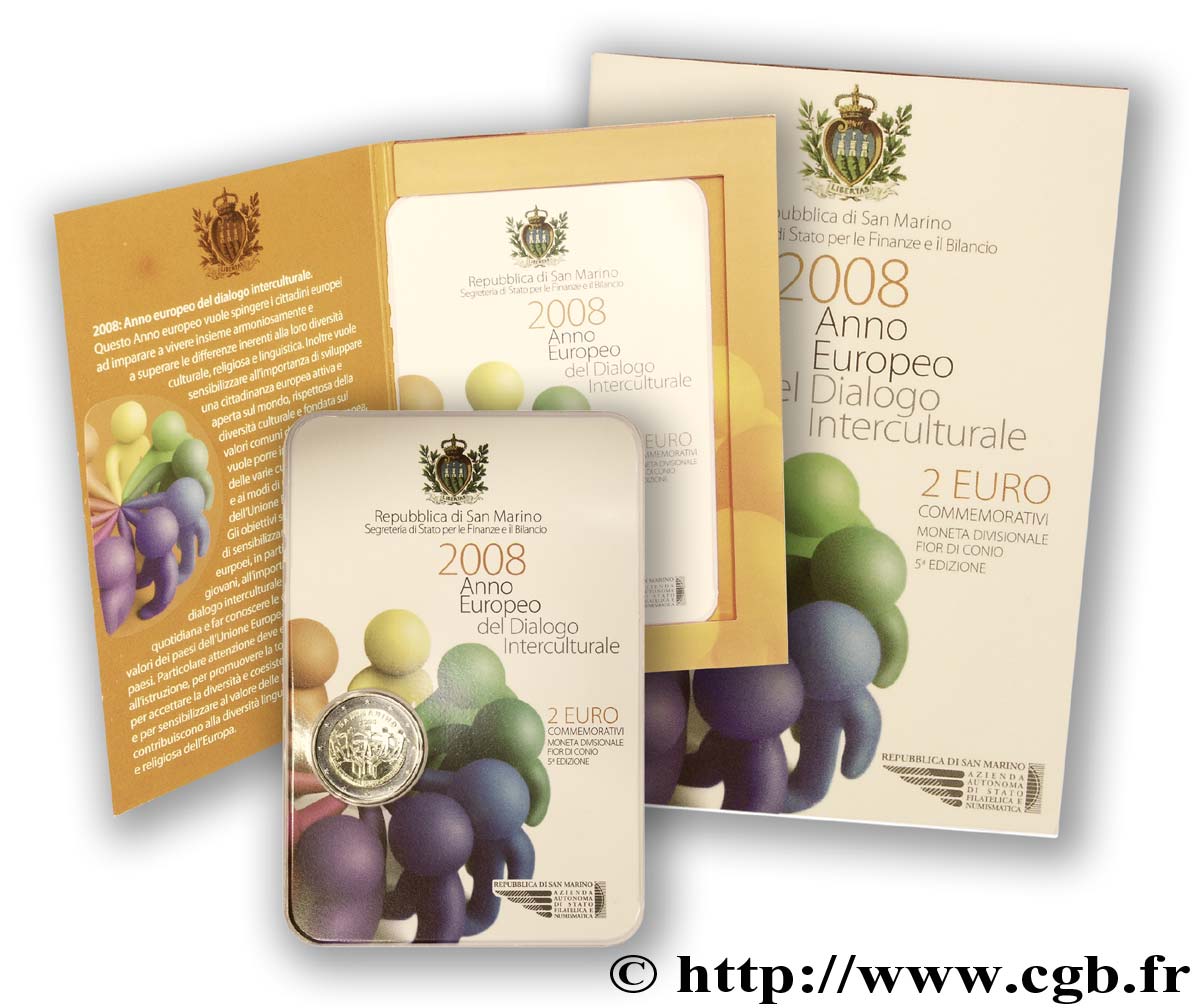 SAN MARINO 2 Euro ANNÉE EUROPÉENNE DU DIALOGUE INTERCULTUREL 2008 BU