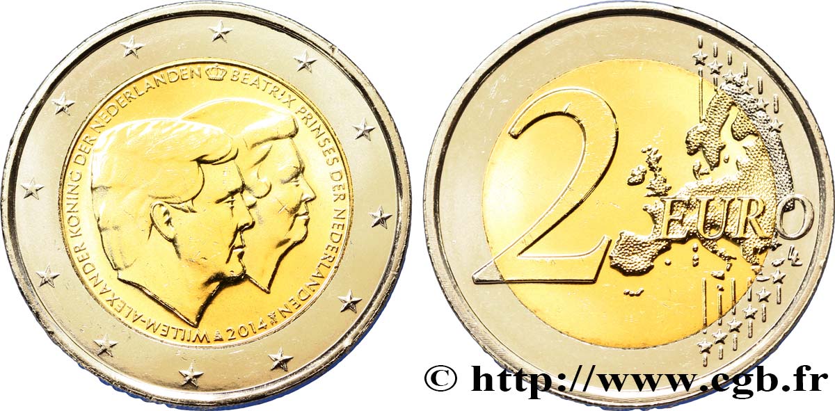 NIEDERLANDE 2 Euro DOUBLE PORTRAIT 2014 (Adieu à Beatrix) 2014