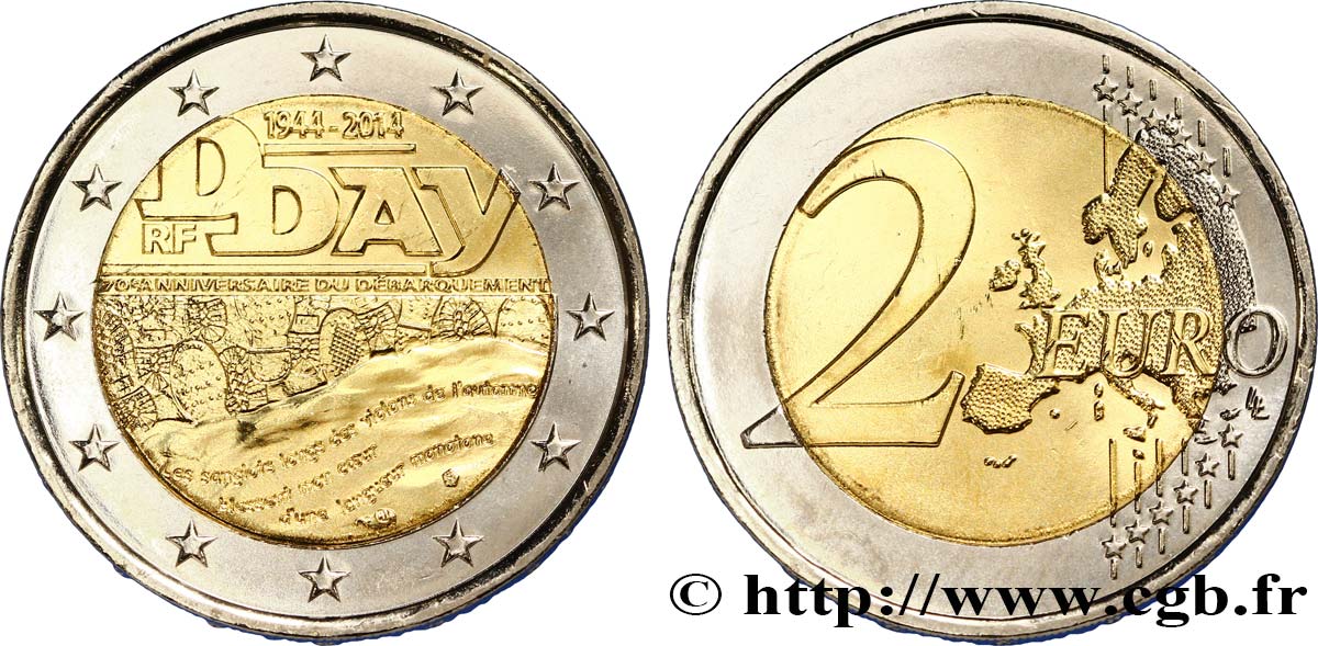 FRANCIA 2 Euro D-DAY 2014 MS